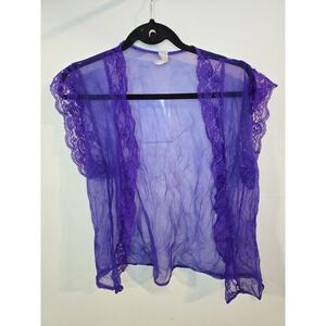 Vintage Y2K Women's Size Medium Purple Cardigan Lace Fairy‎ Coquette Soft Girl